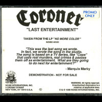 Coroner "Last Entertainment" Promo CD Coroner "Last Entertainment" Promo CD