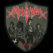 Sarcofago "I.N.R.I" Shield Shaped 4" Patch