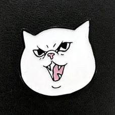 Mysticat "Cattack" Enamel Pin (White Design)